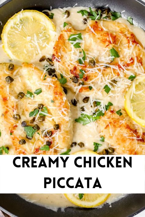 Creamy Chicken Piccata Recipe, Creamy Chicken Piccata, Chicken Piccata Easy, Weeknight Chicken Dinner, Creamy Chicken Dinner, Chicken Piccata Pasta, Easy Weeknight Chicken, Chicken Scallopini, Piccata Sauce