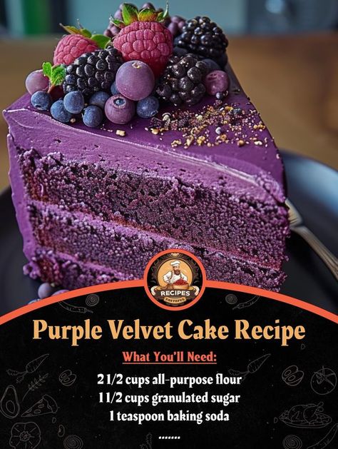 Easy Recipes Purple Velvet Cake, Purple Velvet Cakes, Purple Cake, Velvet Cake Recipes, Purple Food, Purple Cakes, Deilig Mat, Cake With Cream Cheese, Velvet Cake