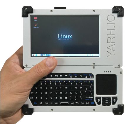 A new project utilises the Raspberry Pi as a portable mobile computer with a built-in screen, keyboard and trackpad. Housed in a 3D-printed case, the YARH.IO has been designed for hackers. Projets Raspberry Pi, Raspberry Projects, Pi Computer, Computer Projects, Bitcoin Logo, Diy Tech, Raspberry Pi Projects, Retro Gadgets, Pi Projects