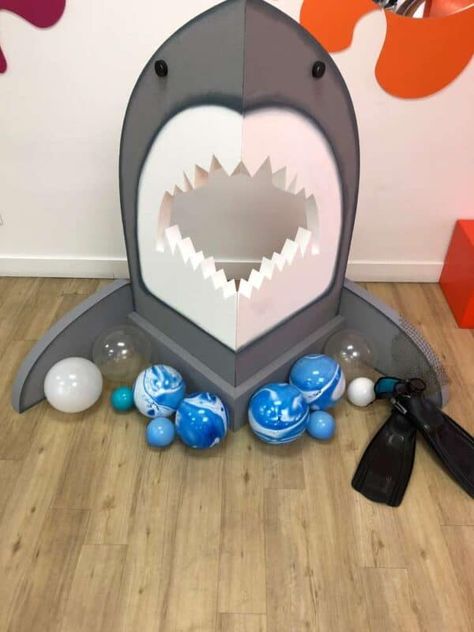 Sharks Party Ideas, Sharks Birthday Party Ideas, Jawsome Shark Birthday Party, Jawsome Birthday, Shark Birthday Party Ideas, Shark Week Party, Shark Party Decorations, Shark Themed Party, Ocean Birthday Party