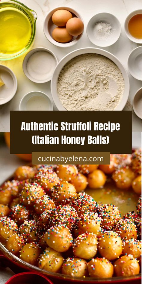 Struffoli Recipe Italian, Italian Honey Balls, Fried Dough Balls, Struffoli Recipe, Honey Balls, Recipe Italian, Italian Recipes Dessert, Italian Dessert, Freshly Squeezed Orange Juice