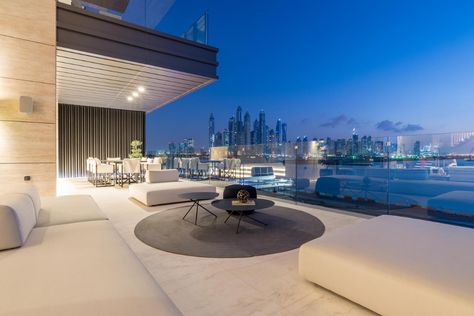 Palm Jumeirah Homes with the Finest Sunset Views | LuxuryProperty.com Dubai Penthouse, Anime House, Duplex Penthouse, Cityscape Photography, Luxury Penthouse, Palm Jumeirah, Cinema Room, Sunset Views, Dream Board