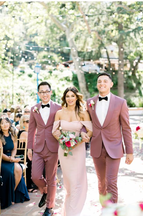 Dusty Pink Groomsmen, Bridal Party Color Palette, Pink Wedding Party Groomsmen, Pink Wedding Theme Groomsmen, Mauve Groomsmen Attire, Pink Groomsmen Attire, Bridal Party Suits, Dusty Pink Suit, Dusty Rose Palette