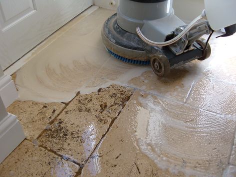 Travertine Floor in Attleborough Rotary Cleaning Travertine Kitchen Floors, Travertine Tiles Kitchen, Travertine Tile Bathroom, Travertine Countertops, Tile In Bathroom, Tile Floor Cleaner, Travertine Floor Tile, Travertine Bathroom, Travertine Floor