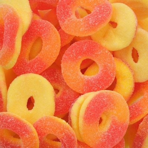 Peach rings candy sweets peach peach rings candy ideas candy pictures candy images Gummy Rings, Gummy Sweets, Jelly Sweet, Peach Aesthetic, Sweet Bags, Food Wallpaper, Sour Candy, Favorite Candy, Strawberry Banana