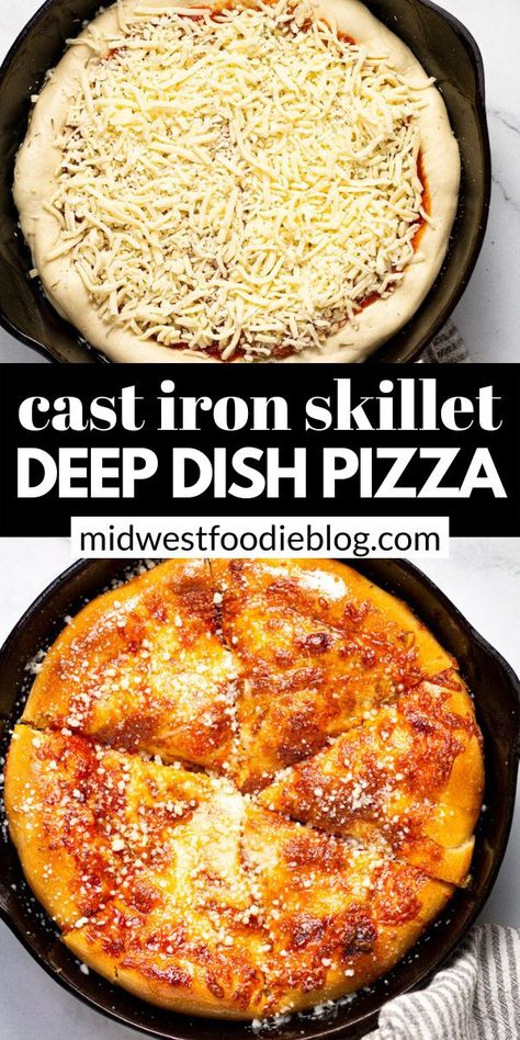 Skillet Deep Dish Pizza, Deep Dish Pizza Crust, Cast Iron Pizza Recipe, Skillet Pizza Recipe, Iron Skillet Pizza, Cast Iron Skillet Pizza, Deep Dish Pizza Recipe, Cast Iron Pizza, Skillet Pizza