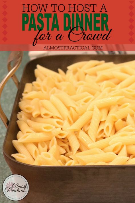 Preparing a pasta dinner for about 25 or more hungry teenagers is quite a feat. Here are some shortcuts to make feeding a crowd a little easier. Football Pasta Party, Team Spaghetti Dinner, Pasta Feed Party, Pasta Dinner For Football Team, Pasta For A Crowd Parties, Pasta Dinner For A Crowd, Spaghetti Dinner Party, Pasta Party Ideas, Pasta Recipes For A Crowd