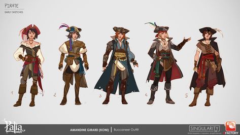 ArtStation - Buccaneer Outfit - Concepts Pirates Concept Art, Pirate Concept Art, Pirate Character Design, Pirate Concept, Pirate Ideas, Fantastic Fashion, Pirate Outfit, Character Clothing, Island Outfit