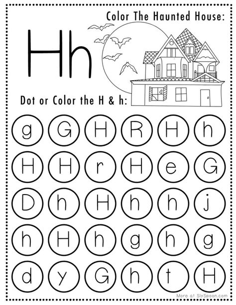 H Is For Halloween Craft, Preschool Letter H Activities, H For Halloween, Letter H Preschool Activities, Letter H Activity, Language Arts Preschool, Letter H Preschool, Letter H Activities For Preschool, Letter H Worksheet