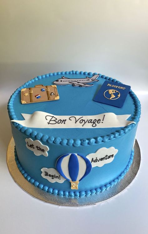 Goodbye Cake, Bon Voyage Cake, Cake Serving Chart, Airplane Birthday Cakes, Farewell Cake, Cake Design For Men, Bon Voyage Party, Cake Decorating Books, Happy Anniversary Cakes