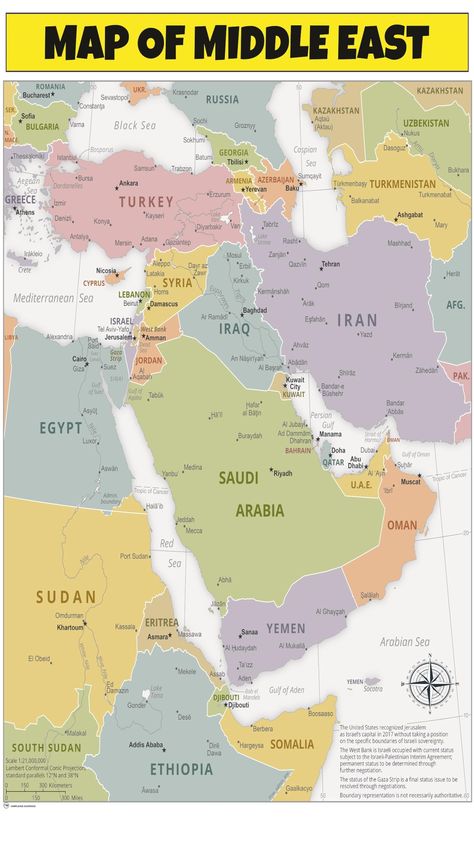 PRICES MAY VARY. Expertly Designed Cartography: Created by professional cartographers, this 18x24 laminated Map of Middle East features vivid imagery and bright colors, highlighting the continent's geography in stunning detail. Educational and Decorative: Ideal for both classrooms and homes, this Map adds a vibrant touch to any wall while serving as an educational tool to teach about Middle East’s unique landscape. Durable and Interactive: The Map is laminated on both sides, providing a write-on Map Of Middle East Countries, Jail Ministry, Middle East Map, Earth Science Lessons, Heart Art Projects, Ancient World Maps, Bible Mapping, Road Trip Places, Kindergarten Resources