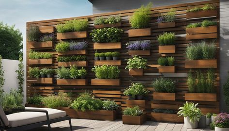 Optimize Your Space with a Vertical Herb Garden Outdoor. - Vertical Live Garden Herb Garden Outdoor, Herbs Wall, Vertical Herb Gardens, Herb Garden Wall, Outdoor Herb Garden, Herb Wall, Lattice Trellis, Vertical Herb Garden, Garden Privacy