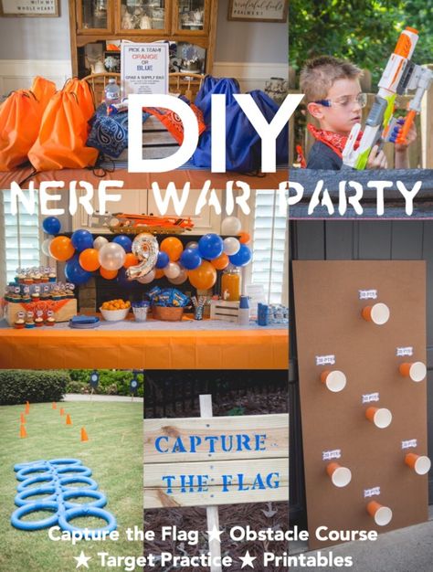 Nerf War Birthday Parties – Biscuits 'n Crazy Nerf Wars Battlefield Diy, Diy Nerf Battlefield, Nerf Wars Battlefield, Nerf Battlefield Diy, Diy Nerf Party, Nerf Birthday Party Ideas Food, Nerf Birthday Party Ideas, Fortnight Birthday, Party Biscuits