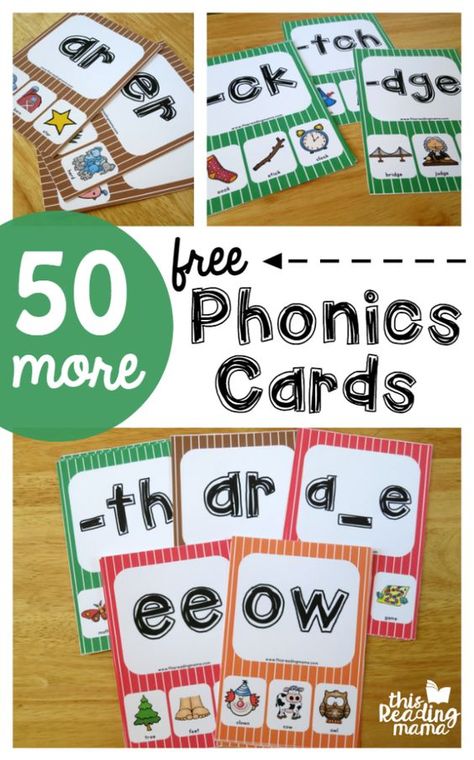 FREE Phonics Cards are a great tool for helping kids recognize patterns in words for reading and spelling (homeschool, kindergarten, 1st grade, 2nd grade) Free Phonics Activities, Phonics Cards, Phonics Free, Blends And Digraphs, Phonics Sounds, Jolly Phonics, Phonics Words, Phonics Kindergarten, First Grade Reading