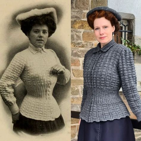 1800s Crochet Patterns, Edwardian Cycling Sweater, Edwardian Knitting Patterns, Ww1 Knitting Patterns, 1930s Knitting Patterns, Grandma Knitting, History Bounding, Edwardian Corsets, Tam O' Shanter