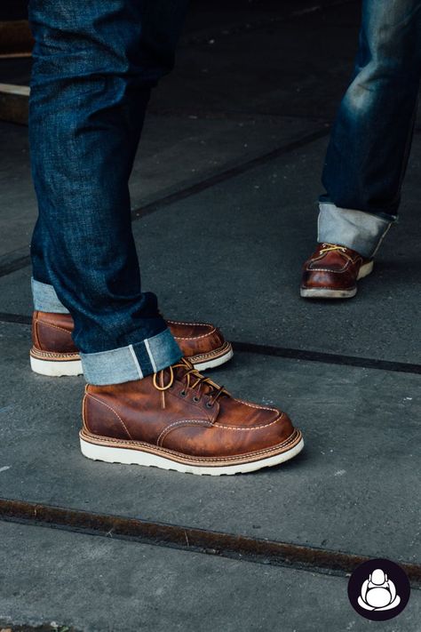 Red Wing Heritage Boots Outfit, Red Wing 1907 Outfit, Red Wing Moc Toe Outfit, Moc Toe Boots Men Outfit, Red Wing Boots Outfit Mens Fashion, Redwing Boots Outfit, Red Wing Moc Toe Boots, Heritage Style Men, Red Wings Boots Outfit