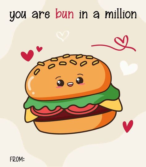 Food Pun Printable Valentine Cards Lunch Puns, Cute Pun Cards, Pun Drawings, Kid Sayings, Puns Cards, Pun Valentines, Emoji Nails, Kawaii Squishy, Food Lettering