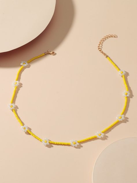 Yellow Bracelet Beads, Simple Beaded Necklace, Small Diamond Necklace, Diy Pearl Necklace, Simple Beaded Necklaces, Small Bead Bracelet, Diy Beaded Rings, Pretty Jewelry Necklaces, Yellow Bracelet