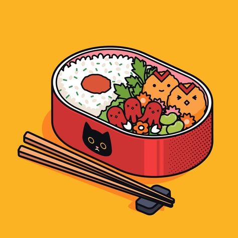 Kawaii bento asian japanese lunchbox | Free Vector #Freepik #freevector #food #box #japan #event Foods Drawing, Bento Japanese, Gothic Kawaii, Cute Bento Boxes, Kawaii Bento, Funny Logo, Japanese Bento Box, 귀여운 음식 그림, Cute Bento