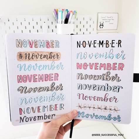 Journal Headings, November Bullet Journal, Bullet Journal Titles, Header Ideas, Bullet Journal Headers, Bullet Journal 2020, Bullet Journal Font, Bullet Journal Banner, Journal Fonts