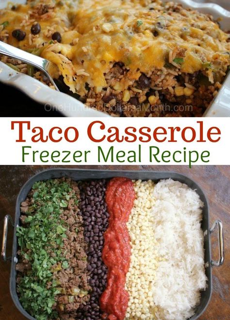 Taco Casserole Crockpot, Freezer Casseroles, Beef Freezer Meals, Casserole Crockpot, Freezer Dinners, Budget Freezer Meals, Freezer Friendly Meals, Freezable Meals, Freezer Meal Planning