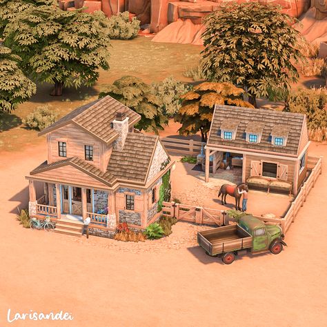 Sims 4 Small Ranch House, Sims 4 Ranch Layout, Sims4 Ranch House, Chestnut Ridge Sims 4, Sims 4 Ranch House Layout, Sims 4 Horse Ranch House, Sims 4 Ranch Build, Sims Horse Ranch, Sims Ranch House