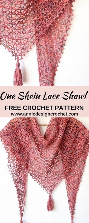 Triangle En Crochet, Lace Shawl Pattern, Crochet Lace Scarf, One Skein Crochet, Crochet Shawl Free, Crochet Lace Shawl, Crochet Wrap Pattern, Crochet Scarf Pattern Free, Confection Au Crochet