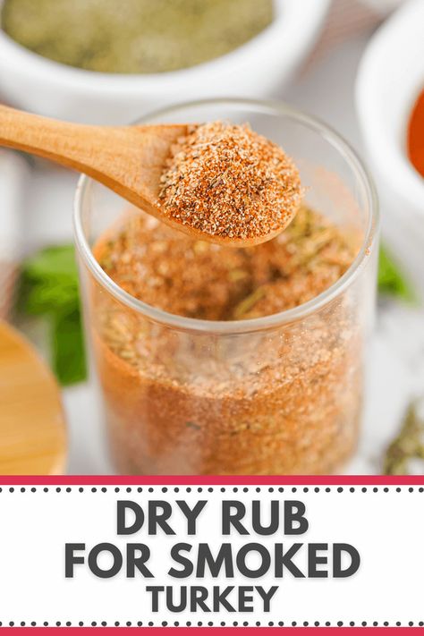 This homemade Dry Rub for Smoked Turkey is the perfect way to kick up your turkey dinner a notch, just in time for Thanksgiving. Rub it straight on the outside of the bird for a gorgeous color and amazing flavor every time. Dry Rub For Turkey, Best Turkey Rub Recipe, Turkey Dry Rub, Smoked Turkey Rub Recipes, Smoked Turkey Rub, Turkey Rub Recipes, Slow Roasted Turkey, Turkey Rub, Turkey Seasoning