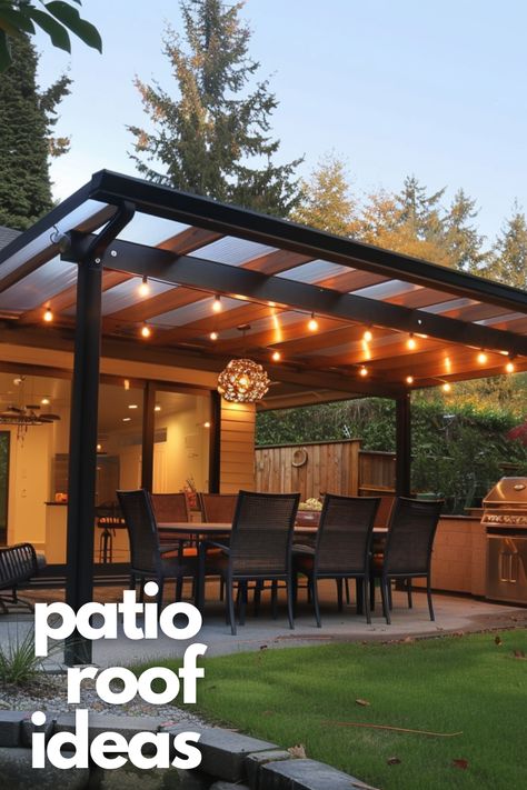 Maximize your outdoor area with patio roof extensions ideal for small spaces. These solutions prove that limited space doesn't mean sacrificing comfort or style in your backyard oasis. Outdoor Patio Roof Ideas, Patio Roof Extension Ideas, Patio Roof Ideas, Roof Ideas, Roof Extension, Extension Ideas, Outdoor Heaters, Roof Covering, Patio Roof