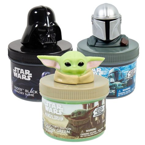 PRICES MAY VARY. 3 JARS OF STAR WARS SLIME: This bundle comes with 3 different 8-ounce slimes, including metallic gray Mandalorian slime, fluffy green Grogu slime, and glitter-filled black Vader slime — all pre-made and ready to play! COLLECTIBLE: Crowned by the enigmatic Mandalorian, the galaxy’s cutest companion Grogu, and the iconic Sith Lord, these jars are not just containers but display pieces that capture the essence of the Star Wars galaxy — they’re must-haves! STEM LEARNING WITH STAR WA Star Wars Party Favors, The Mandalorian Grogu, Star Wars Merch, Galaxy Slime, Bulk Party Favors, Mandalorian Grogu, Slime For Kids, Slime Kit, Star Wars Kids