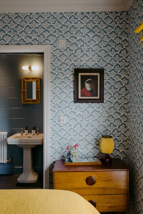 The Rose: A Singular Seaside Inn on the English Coast, Color Edition Floral Headboard, Soft Blue Walls, Seaside Inn, Rose Hotel, Next Bedroom, Mad About The House, Cosy Room, Bespoke Interiors, Decoration Originale