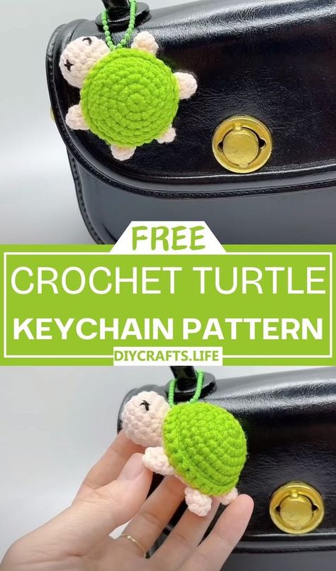 Crochet Sea Creature Amigurumi Keychain Patterns - DIY Crafts Crochet Simple Keychain, Crochet Pickle Keychain, Green Crochet Keychain, Keychain Crochet Tutorials, Crochet That Sells, Green Things To Crochet, Interesting Crochet Projects, Crochet Charms Key Chains, Crochet Magnets