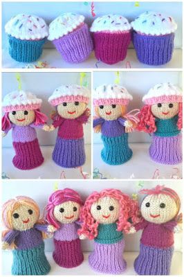 Kriskrafter: Cutie Cupcake Dolls - Free Knitting Pattern! Knit Cupcake, Doll Knitting Patterns, Knitting Dolls Free Patterns, Cupcake Dolls, Knitted Dolls Free, Knitted Doll Patterns, Knitted Toys Free Patterns, Doll Knitting, Animal Knitting Patterns