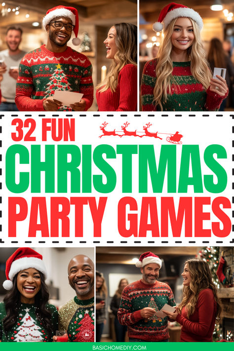 Discover 39 fun Christmas party games and activities to play that are perfect for adults, large groups, kids, and teens! You'll love family-friendly options, team games, and even a few adult drinking games. Find saran wrap ball game, reindeer games, gift exchange, holiday-themed minute-to-win-it, Christmas Bingo, Christmas Family Feud, ball-in-cup, and holiday Olympic games. Find printable and easy-to-set-up games that are ideal for office parties, family gatherings, or any holiday party. Office Holiday Party Games, Christmas Games For Families, Wrap Ball Game, Saran Wrap Ball, Christmas Party Games For Groups, Xmas Party Games, Saran Wrap Ball Game, Christmas Group Games, Christmas Games To Play