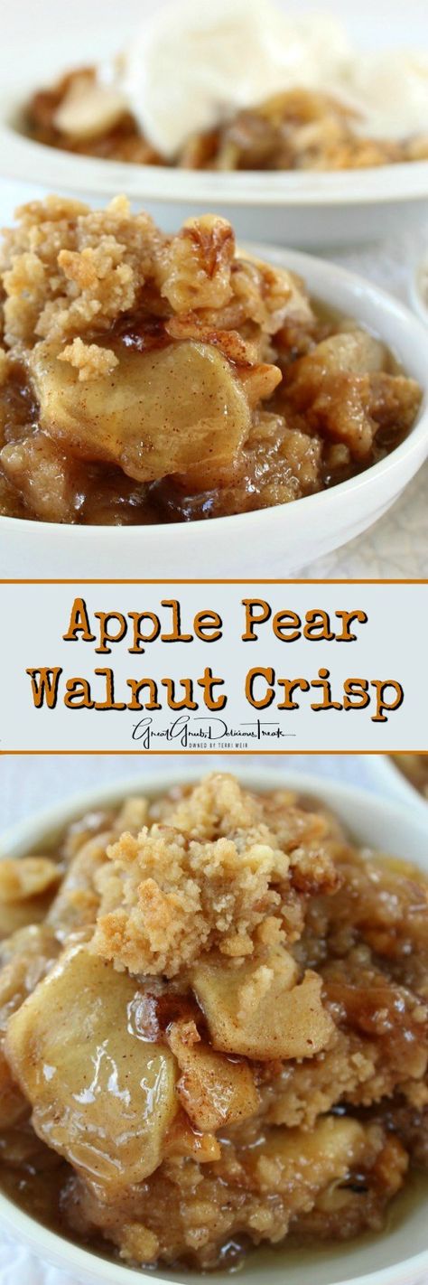 Apple Desert, Pear Dessert Recipes, Pear Dessert, Walnut Recipes, Apple Dessert Recipes, Pear Recipes, Apple Crisp Recipes, Crisp Recipe, Apple Pear