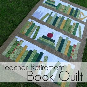 Pieces by Polly: Teacher's Retirment Book Quilt & a Giveaway Bookshelf Quilts, Bookcase Quilts, Book Quilts, Bookshelf Quilt, Bookcase Quilt, Quilt Hanger, Quilt Tips, Book Cases, School Theme