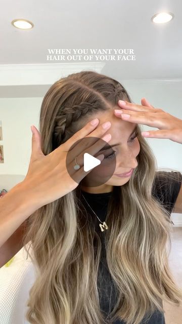 Maddy Millard on Instagram: "Looove this one! 🙌🏻🤩 IB: @emchan13   #hair #hairok #hairstyles #hairtutorial #hairinspo #hairideas #braids #longhair #viralhairstyle #utahgirl #trendinghairstyle #curls" Hair Inspired Braids, How To Braid Front Part Of Hair, Hairstyle Braid Headband, Cute Braids For Work, Easy Crimped Hairstyles, Plait Hairstyles Half Up Half Down, Cool Braid Tutorial, Krimped Hairstyles Middle Part, Cute Braided Hairstyles Easy Simple