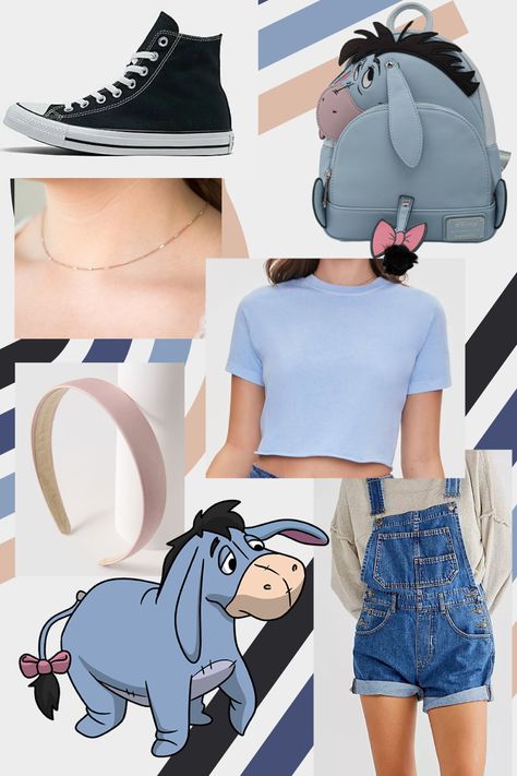 Disney Characters Outfit Ideas, Eeyore Disneybound, Eeyore Outfit, Disney Family Outfits, Disney Character Outfits, Characters Outfits, Disney Family, Family Outfits, Character Outfits