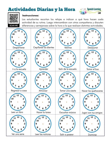 This worksheet will help you practice both telling time in Spanish and talking about daily activities with a friend or classmate through interesting exercises. Spanish Telling Time Worksheets, Spanish Practice Worksheets, Telling Time In Spanish, Advanced Spanish, Time In Spanish, Spanish Practice, Spanish Classroom Activities, Spanish Worksheets, Spanish Teaching Resources