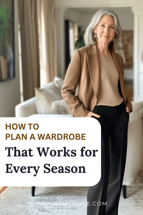 Finding it tricky to balance seasonal fashion with a cohesive wardrobe? Find out how to plan a wardrobe that works all year with key capsule pieces. Pin this now to simplify your closet! 🌟👚 Womens Fashion For Work Over 50 Capsule Wardrobe, Wardrobe Over 50, Work Wardrobe Capsule, Wardrobe Basics List, Simplify Wardrobe, Cohesive Wardrobe, Simple Capsule Wardrobe, Capsule Wardrobe List, Plus Size Capsule Wardrobe