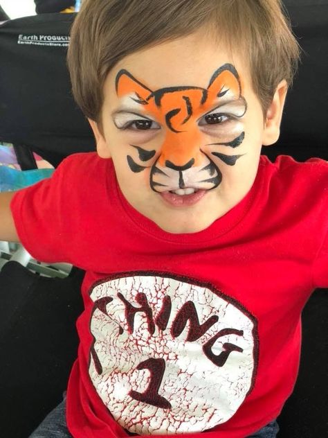 Face Painting Tiger Easy, Most Popular Face Paint Designs, Cougar Face Paint, Zoo Face Paint, Easy Beginner Face Painting, Easy Facepainting Kids, Simple Kids Face Paint, Animal Face Paint Ideas For Kids, Face Paint Animals