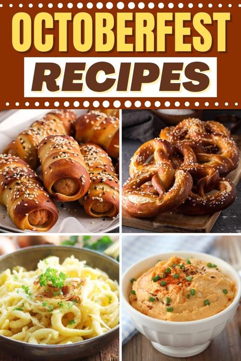 Octoberfest Recipes Oktoberfest Party, Easy Octoberfest Appetizers, October Fest Food German Recipes, Oktoberfest Appetizer Recipes, German Dishes For Potluck, Oktoberfest Sausage Recipes, German Side Dishes Oktoberfest, October Fest Food Recipes, Easy Oktoberfest Party Food