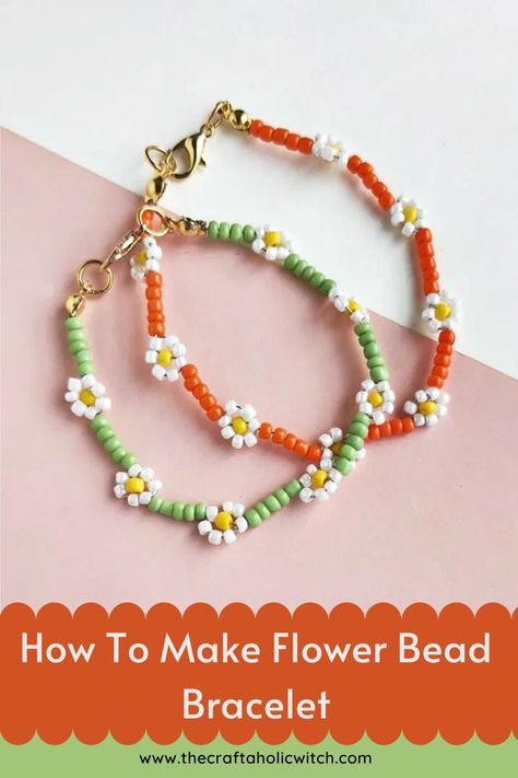 Flower Bracelet Diy, Flower Bead Bracelet, Seed Bead Bracelets Tutorials, Anklets Diy, Unique Beaded Bracelet, Pony Bead Bracelets, Ankle Bracelets Diy, Making Bracelets With Beads, Friendship Bracelets With Beads