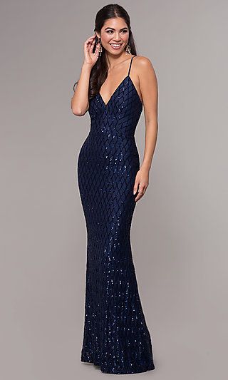 Dress Pattern Formal, Sparkle Dress Long, Midnight Blue Prom Dresses, Prom Dress Pattern, Summer Ball, Celebrity Prom Dresses, Printed Prom Dresses, V Neck Prom Dresses, Sequin Prom Dresses