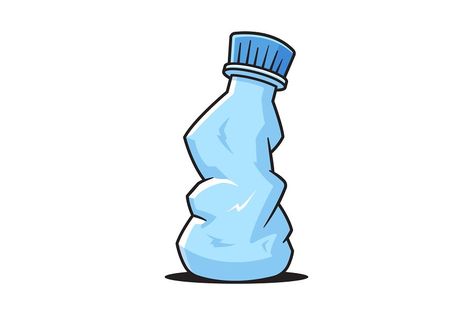 Plastic Bottle Illustration, Water Bottle Drawing, Bottle Vector, Bottle Drawing, Botol Air, Simple Illustration, Recycled Bottles, Creative Posters, Plastic Bottle