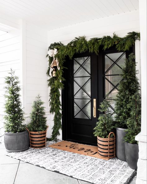 I love the way my front porch turned out for the season! #amazon #potterybarnhack #target #targethomedecor #terrain #michaels #mcgeeandco #studiomcgee #etsy #homedepotxmasdecoration Front Door Christmas Decorations, Christmas Tours, Christmas Front Doors, Christmas Front Porch, Christmas Porch Decor, Christmas Porch, Modern Christmas, Front Door Decor, Christmas Inspiration