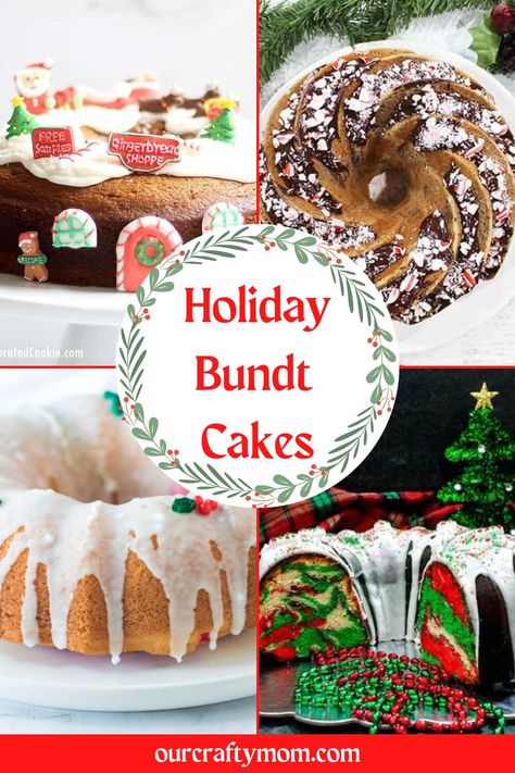 Christmas Wreath Bundt Cake, Christmas Flavored Cakes, Christmas Bundt Cake Decoration, Holiday Cake Flavors, Christmas Bundt Cake Ideas, Holiday Bundt Cakes, Decorated Bundt Cakes, Christmas Bundt Cake Recipes, Christmas Bundt Cake