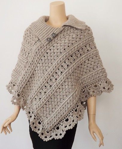 35 Inishmann Poncho by Bonnie Barker | CGOA 2014 Design Comp… | Flickr Poncho Patterns, Crocheted Shawl, Poncho Design, Crochet Poncho Free Pattern, Crochet Cape, Poncho Crochet, Crochet Poncho Patterns, Crochet Shrug, Poncho Pattern