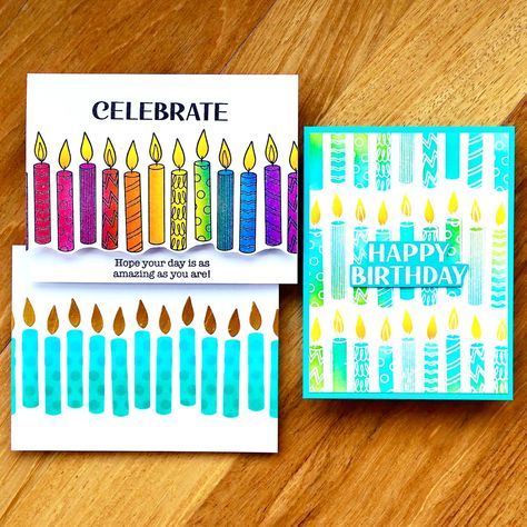 Simon Hurley, Candle Stamping, For Ranger, Birthday Card Drawing, Candle Cards, Hand Made Greeting Cards, Card Drawing, Card Making Supplies, Ranger Ink