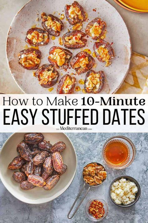 Dates And Goat Cheese, Goat Cheese Stuffed Dates, Cheese Stuffed Dates, Dates Stuffed, Easy Finger Food, Stuffed Dates, No Cook Appetizers, Fingerfood Party, Vegetarian Cookbook